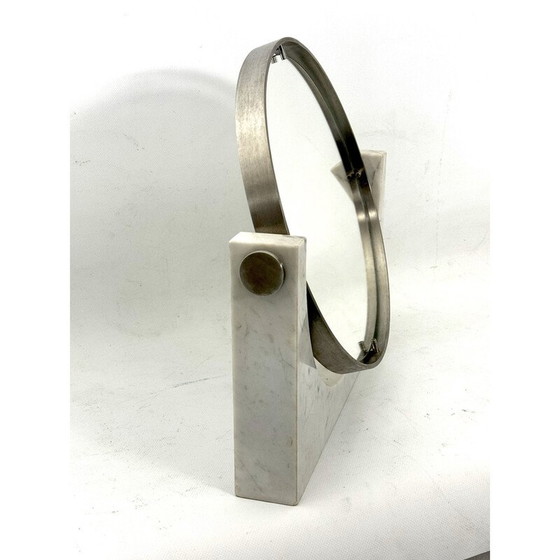 Image 1 of Miroir de courtoisie vintage en marbre de Carrare par Angelo Mangiarotti, Italie 1960