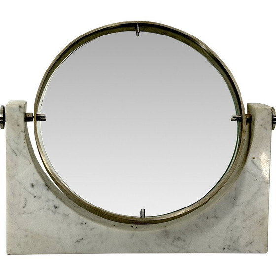 Image 1 of Miroir de courtoisie vintage en marbre de Carrare par Angelo Mangiarotti, Italie 1960