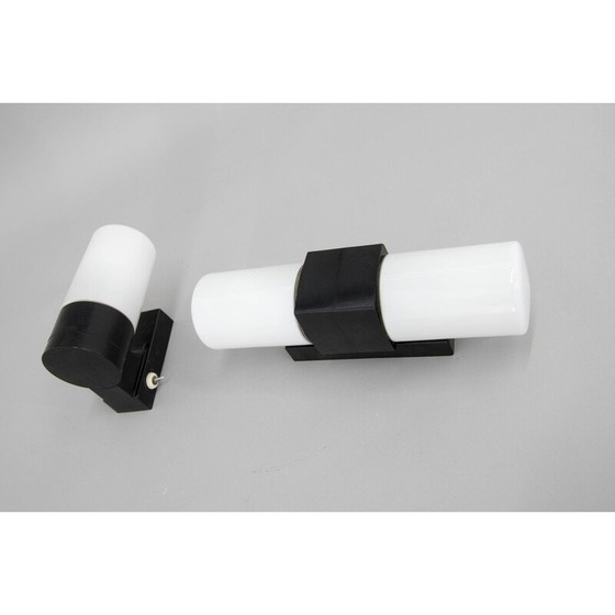 Image 1 of Paire d'appliques vintage en verre et bakélite, Tchécoslovaquie 1950