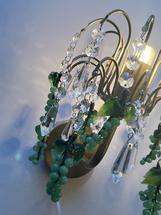 Image 1 of 10 pièces Lampes murales vintage italiennes à raisin vert