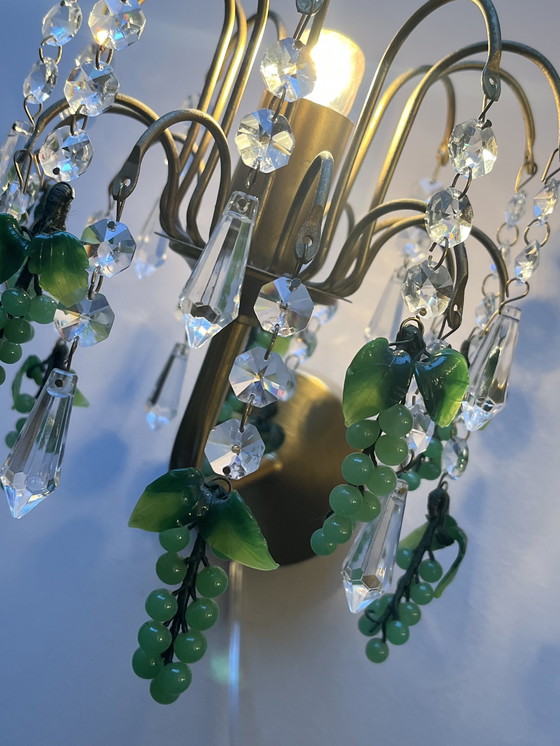 Image 1 of 10 pièces Lampes murales vintage italiennes à raisin vert