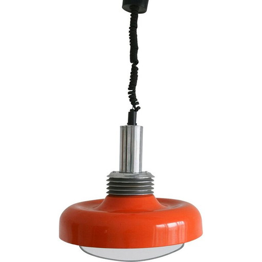 Lampe suspendue orange vintage, 1970