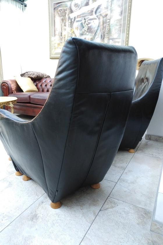 Image 1 of 2x Design Fauteuil + Hocker The Future Sitting Vision Noir