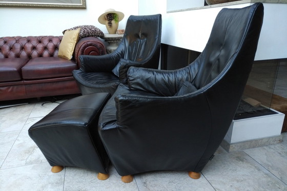 Image 1 of 2x Design Fauteuil + Hocker The Future Sitting Vision Noir