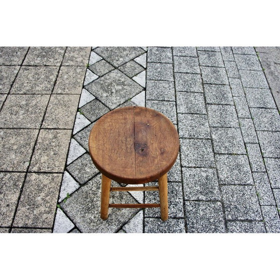 Image 1 of Tabouret vintage en bois de chêne par Maison Hurel Paris, 1960