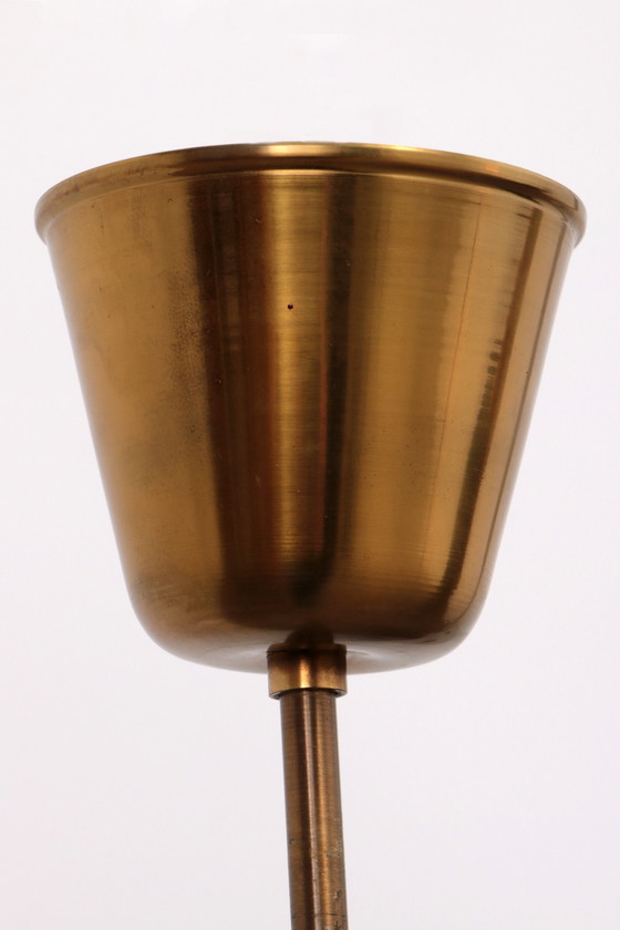 Image 1 of Lampe suspendue en laiton et verre par Carl Fagerlund pour Orrefors, Suède, années 1960