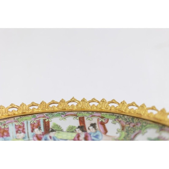 Image 1 of Assiette vintage en porcelaine de Canton et bronze, années 1880