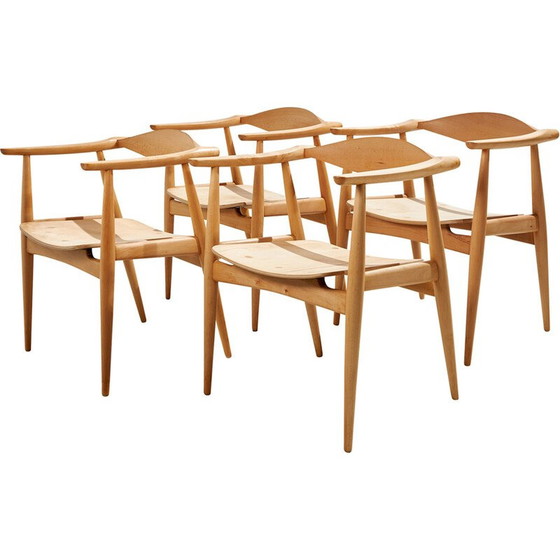 Image 1 of Ensemble de 4 fauteuils en chêne CH35 de Hans J. Wegner pour Carl Hansen et Fils, 1960