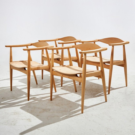 Image 1 of Ensemble de 4 fauteuils en chêne CH35 de Hans J. Wegner pour Carl Hansen et Fils, 1960