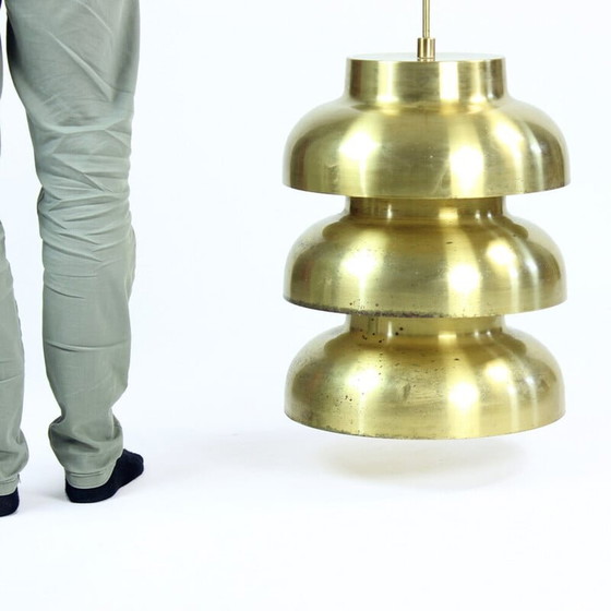 Image 1 of Lampe suspendue vintage en laiton, Tchécoslovaquie, années 1960