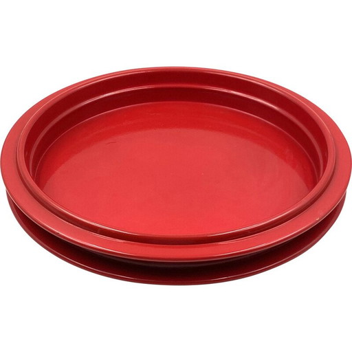 Centre de table rouge vintage par Gianfranco Frattini pour Progetti, Italie, années 1970