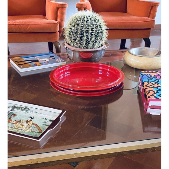 Image 1 of Centre de table rouge vintage par Gianfranco Frattini pour Progetti, Italie, années 1970