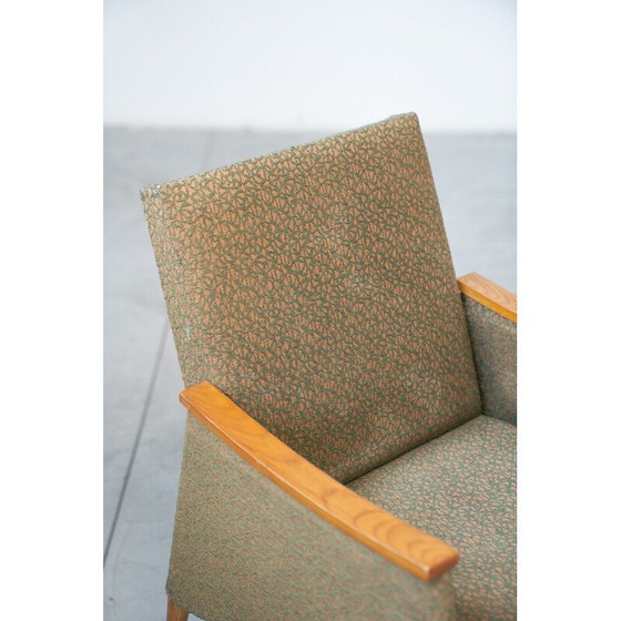 Image 1 of Paire de fauteuils vintage en bois de chêne et tissu, Tchécoslovaquie 1970
