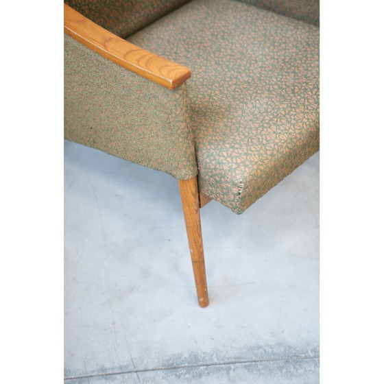 Image 1 of Paire de fauteuils vintage en bois de chêne et tissu, Tchécoslovaquie 1970