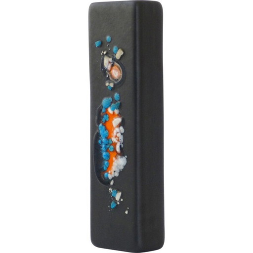 Vase vintage en céramique noire de Denise Orlando, 1950