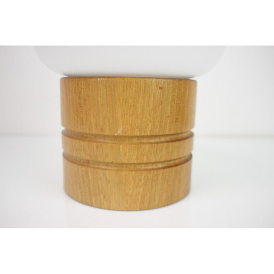 Image 1 of Lampe de table vintage en verre au lait et bois par Ivan Jake pour Osvetlovaci Sklo, 1960