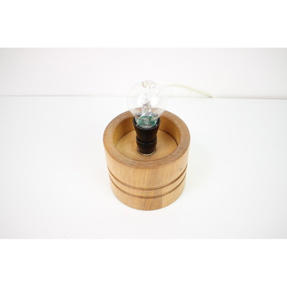 Image 1 of Lampe de table vintage en verre au lait et bois par Ivan Jake pour Osvetlovaci Sklo, 1960