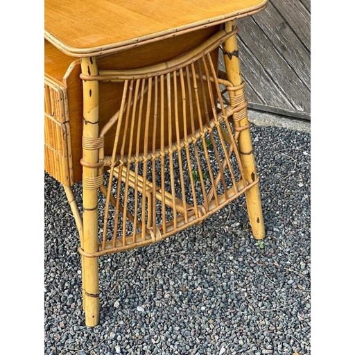 Ensemble de bureau vintage en bambou, 1960