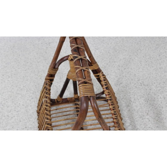 Image 1 of Porte-revues vintage en rotin par F.lli Castano, années 1950