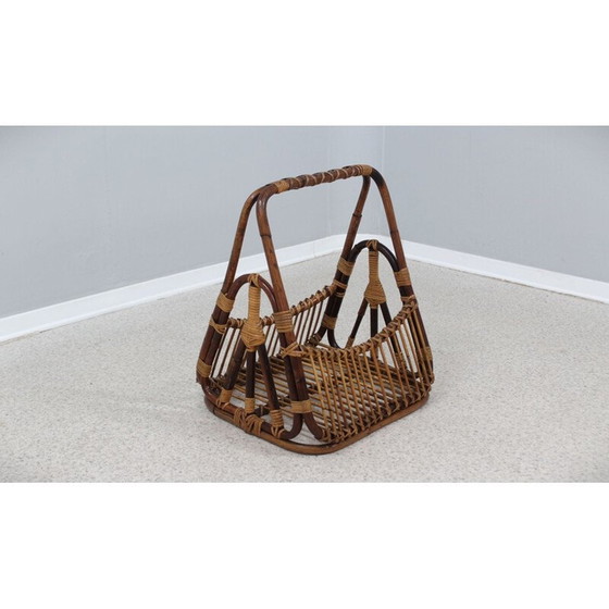 Image 1 of Porte-revues vintage en rotin par F.lli Castano, années 1950