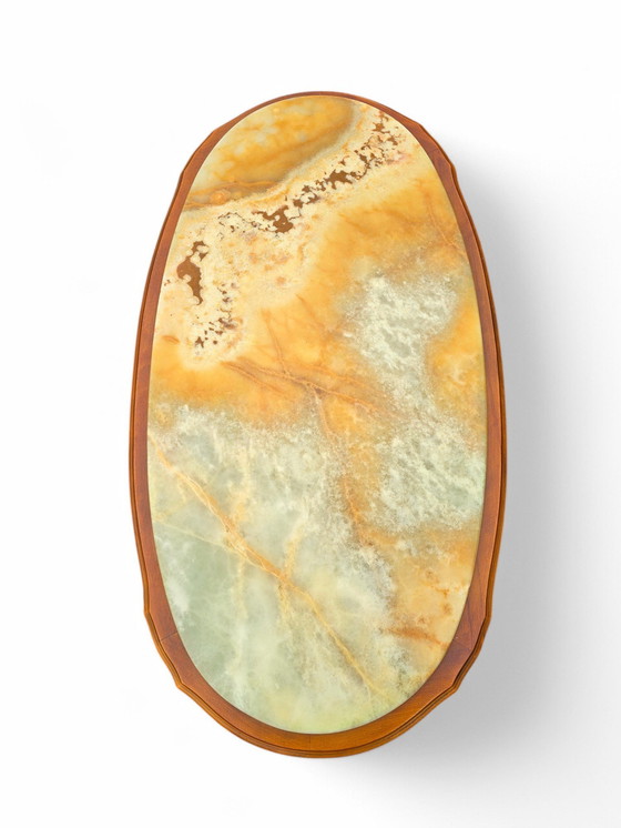 Image 1 of Table Basse Vintage En Merisier Et Dessus Marbre