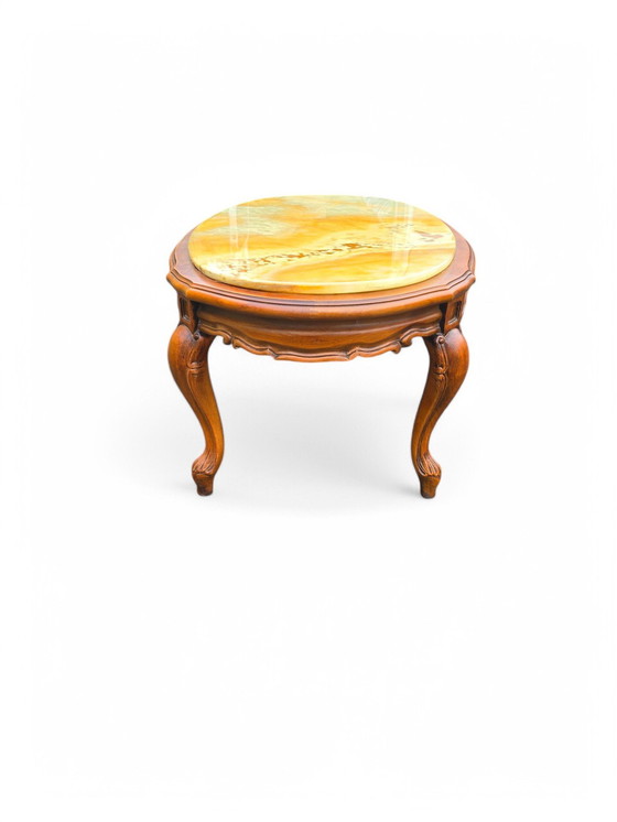 Image 1 of Table Basse Vintage En Merisier Et Dessus Marbre