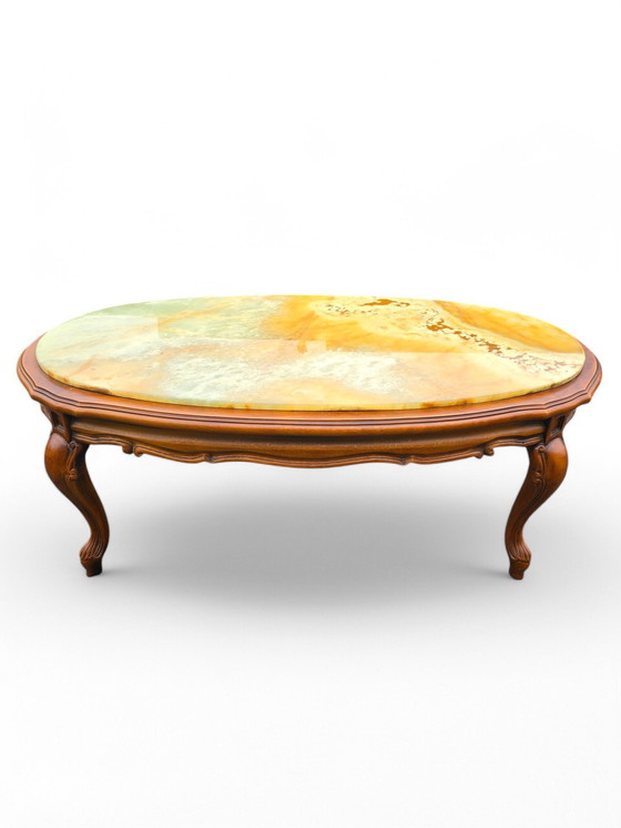 Image 1 of Table Basse Vintage En Merisier Et Dessus Marbre