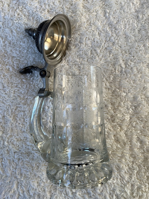 Stein à bière en cristal, objet de collection unique