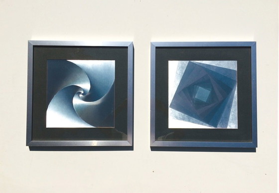 Image 1 of 80S Op Art Kinetic Print Barbara Lüdinghausen Vintage