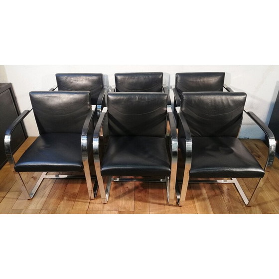 Image 1 of Fauteuil vintage en acier chromé et cuir noir