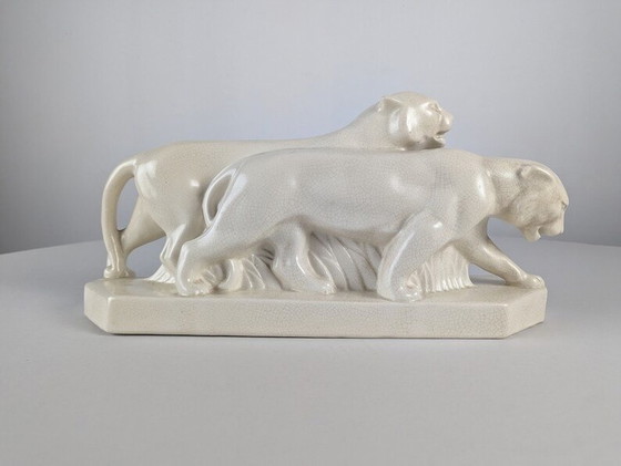 Image 1 of Sculpture animalière de lions Art déco, années 1920