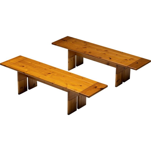 Banc vintage en pin massif par Silvio Coppola pour Fratelli Montina, Italie 1970