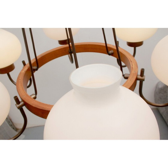 Image 1 of Lampe suspendue vintage en verre opale, 1960s