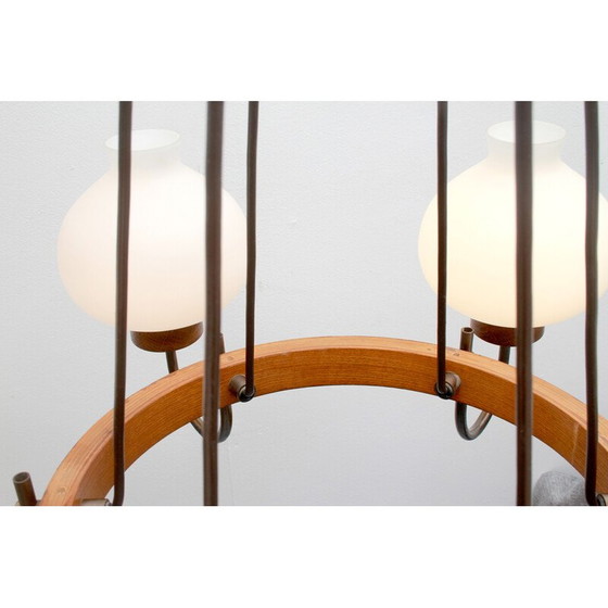 Image 1 of Lampe suspendue vintage en verre opale, 1960s