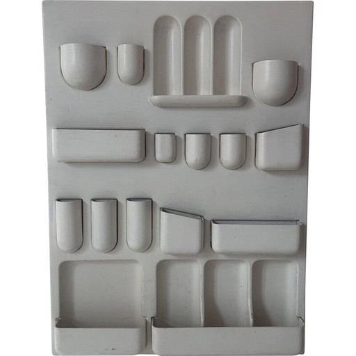 Rangement mural vintage en blanc mat Abs par Joe Colombo, Italie 1970