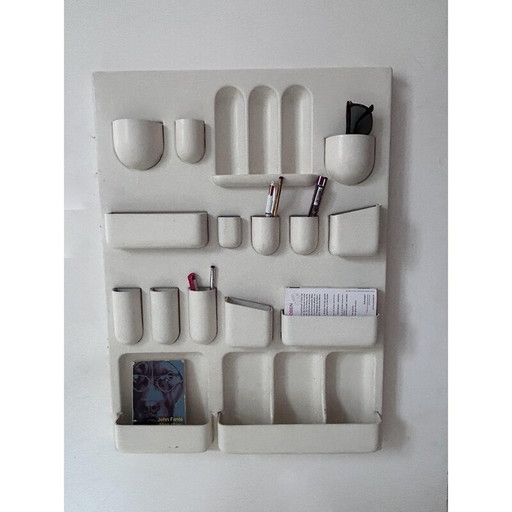 Rangement mural vintage en blanc mat Abs par Joe Colombo, Italie 1970