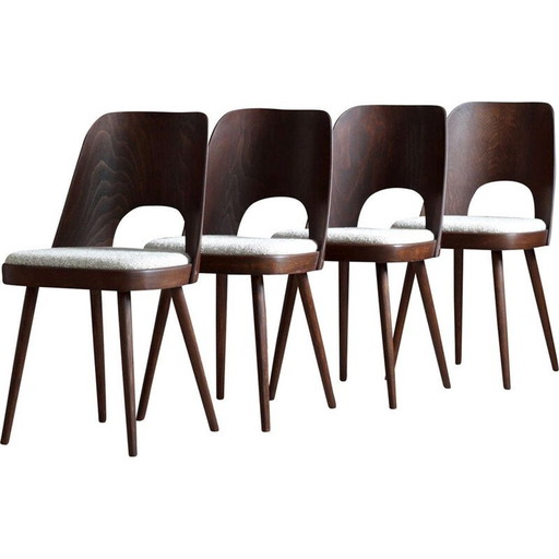 Ensemble de 4 chaises de salle à manger du milieu du siècle en tissu Sahco par O. Haerdtl pour M. Josef Hoffmann, années 1950