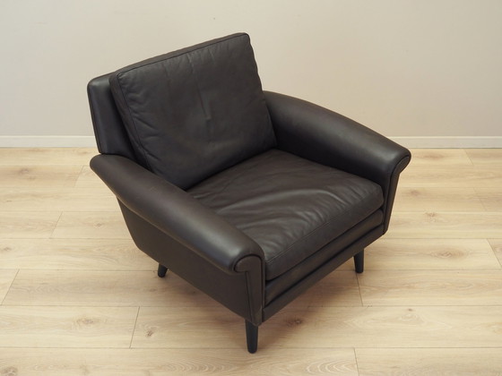 Image 1 of Fauteuil en cuir marron, Design danois, 1960S, Designer : Aage Christiansen, Manufacture : Erhardsen & Andersen