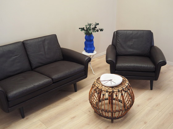 Image 1 of Fauteuil en cuir marron, Design danois, 1960S, Designer : Aage Christiansen, Manufacture : Erhardsen & Andersen
