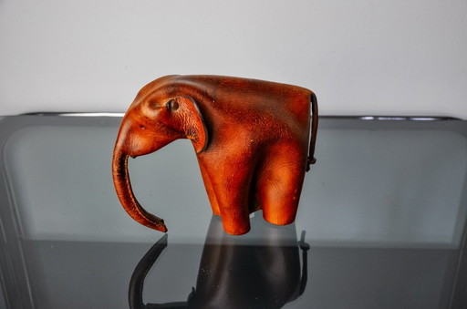 Eléphant En Cuir Par Deru Wiesbaden, Allemagne, 1960