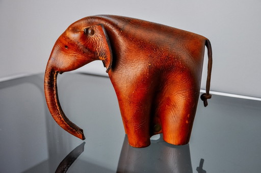 Eléphant En Cuir Par Deru Wiesbaden, Allemagne, 1960