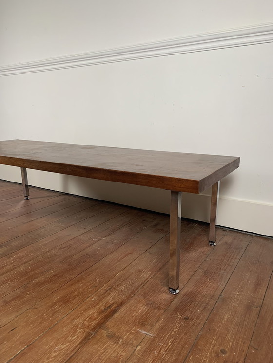 Image 1 of Table basse en teck et pied chromé, 1970