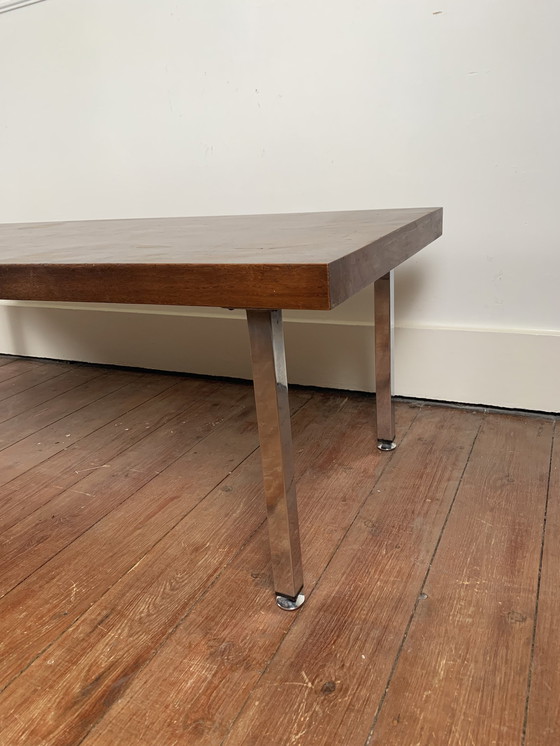 Image 1 of Table basse en teck et pied chromé, 1970