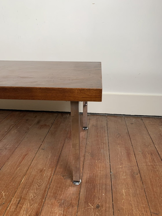 Image 1 of Table basse en teck et pied chromé, 1970