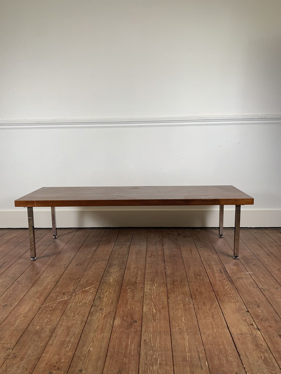 Image 1 of Table basse en teck et pied chromé, 1970