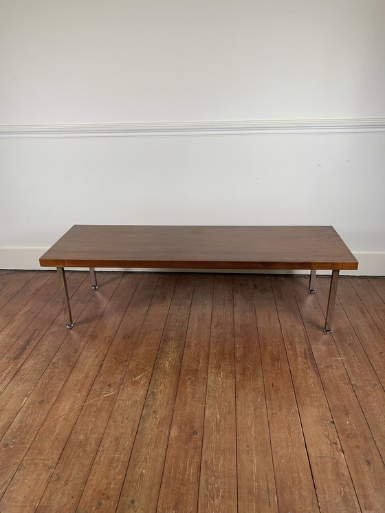 Image 1 of Table basse en teck et pied chromé, 1970