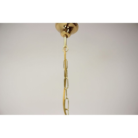 Image 1 of Lampe suspendue vintage en verre et laiton par Kamenický Šenov, République Tchèque 1970