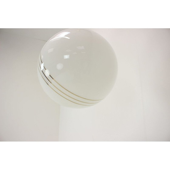 Image 1 of Lampe suspendue vintage en verre et laiton par Kamenický Šenov, République Tchèque 1970