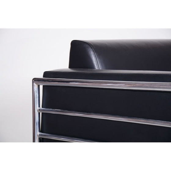 Image 1 of Canapé vintage en cuir noir de Vichr a Spol, années 1930