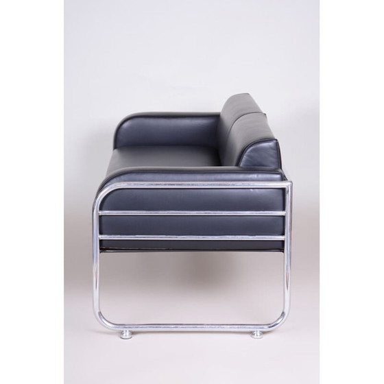 Image 1 of Canapé vintage en cuir noir de Vichr a Spol, années 1930